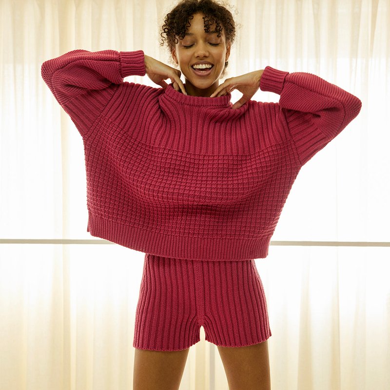 Shop The Knotty Ones Delcia Rhubarb Cotton Sweater In Red
