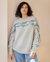 Jūra: Embroidered Pebble Grey Alpaca Wool & Cotton Sweater - Embroidered Pebble Grey