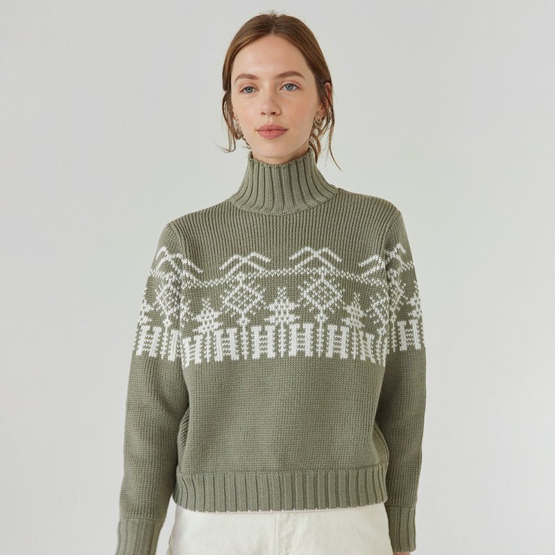Shop The Knotty Ones Pasaka: Sage Merino Wool Turtleneck Sweater In Green