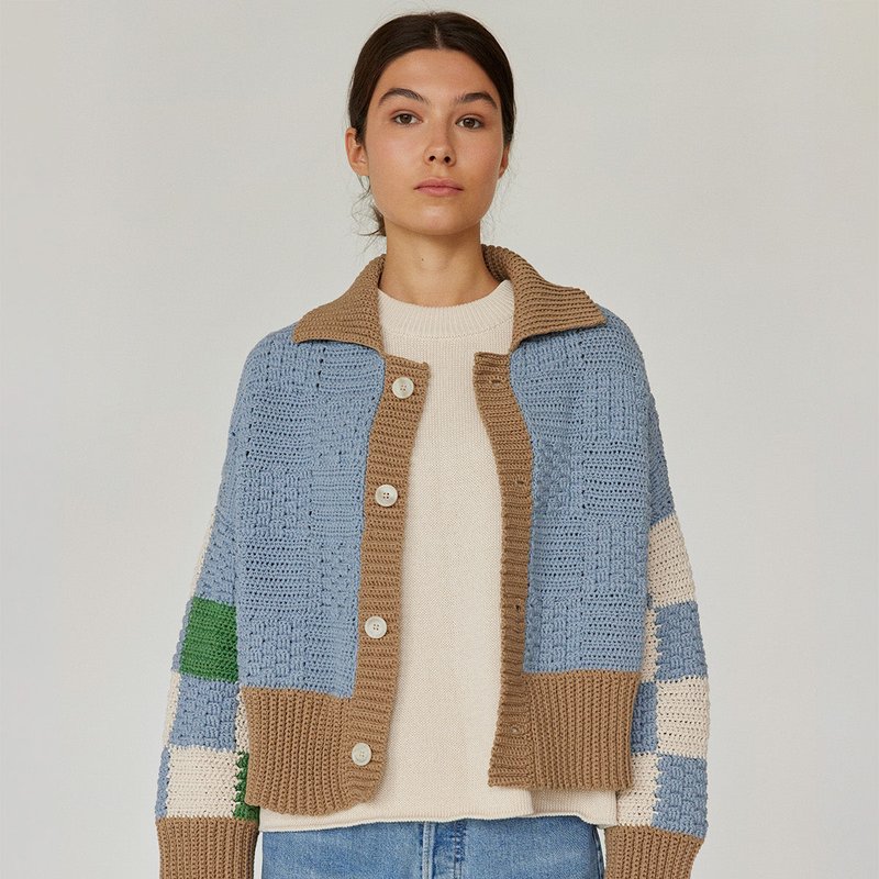 Shop The Knotty Ones Prietema: Fantasy Blue Crochet Cotton Jacket