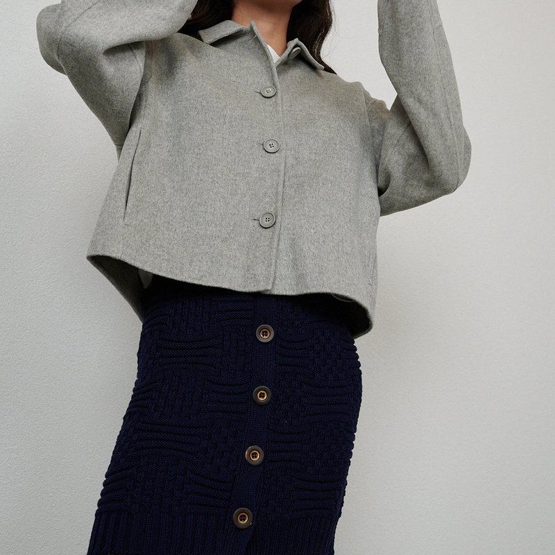 Shop The Knotty Ones Vente: Midnight Blue Merino Wool Mini Skirt