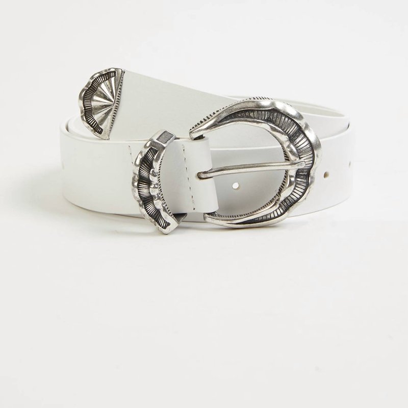 Shop The Kooples Classic Leather Belt In White