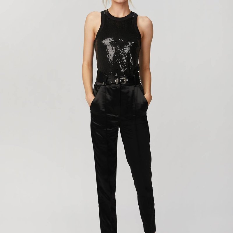Shop The Kooples Fitted Satin Pants In Black
