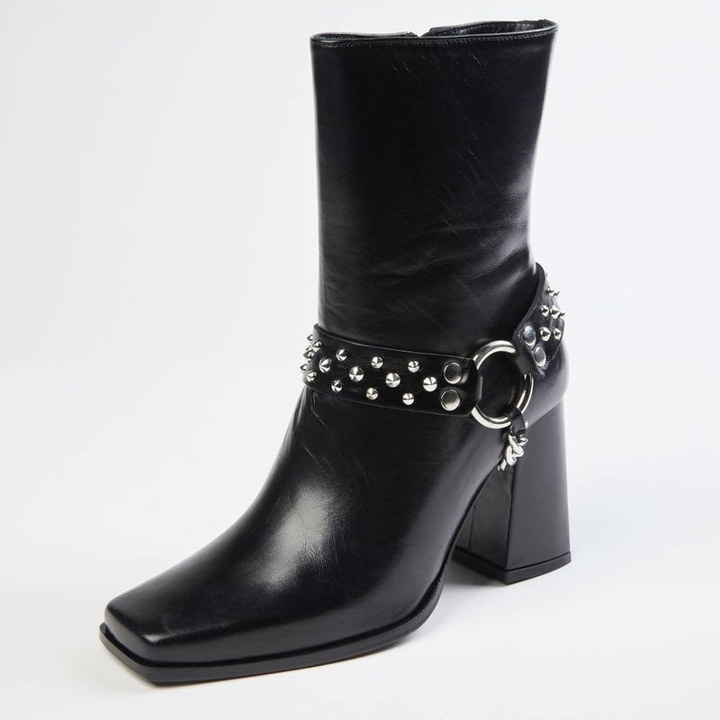 Shop The Kooples Heeled Boots With Removable Jewel In Black