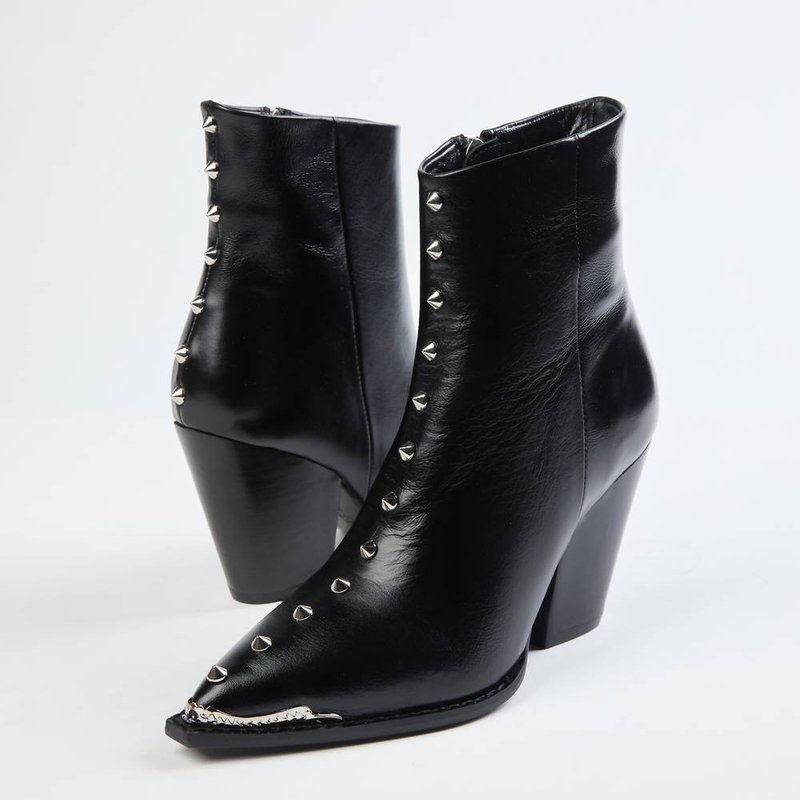 Shop The Kooples Heeled Leather Ankle Boots With Studs In Black