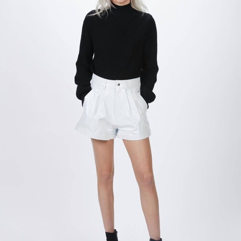 The Kooples Leather White Shorts In Black