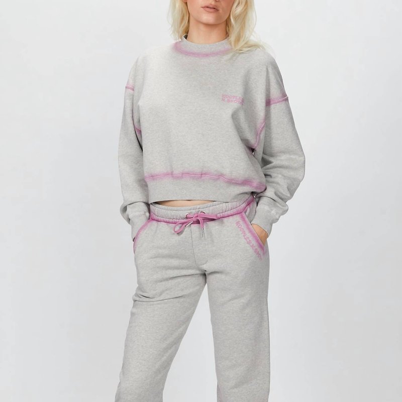 The Kooples Pink Details Joggers In Grey