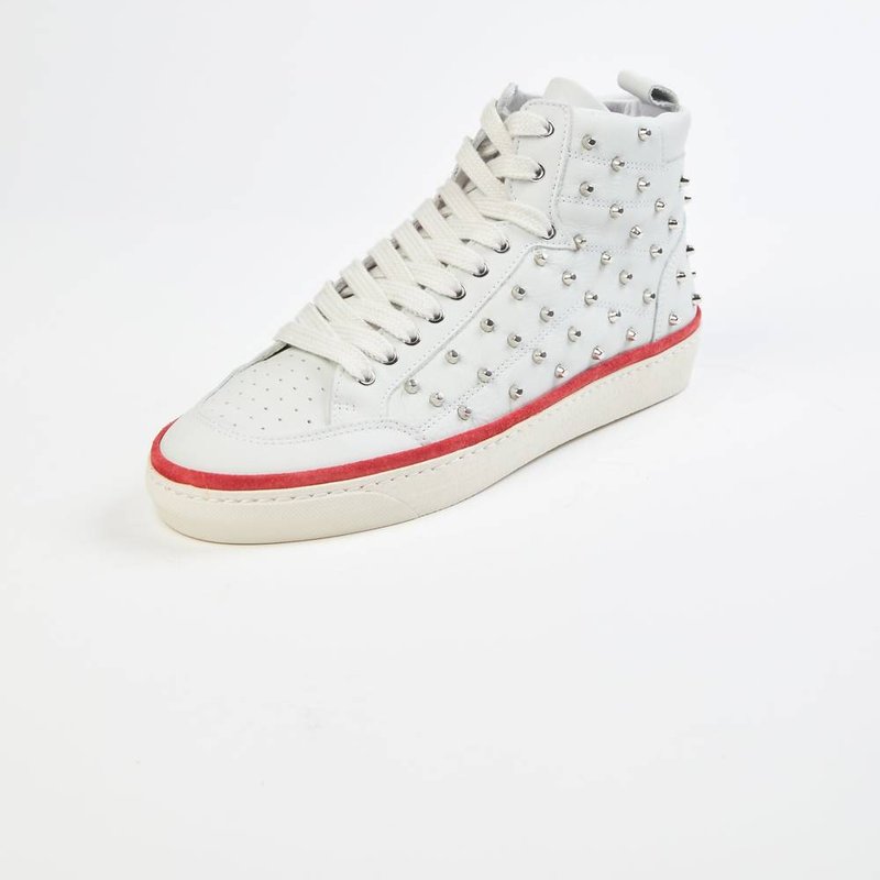 Shop The Kooples Studded Leather Sneaker In White