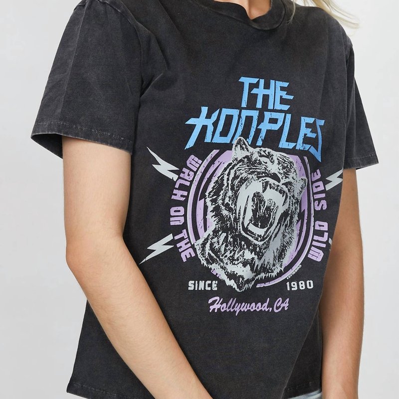 The Kooples T-shirt With Tiger Print In Black