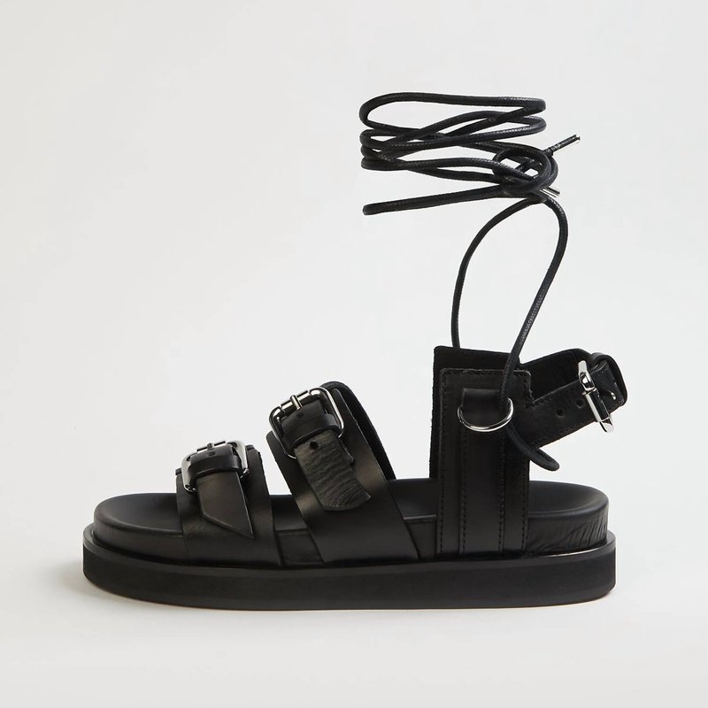 Shop The Kooples Wedge Sandals With Ankle Tie In Black