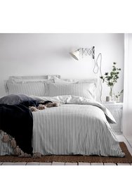 Hebden Melange Stripe Duvet Set - Gray - Gray