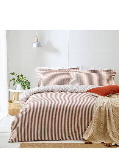 The Linen Yard Hebden Melange Stripe Duvet Set - Pecan product