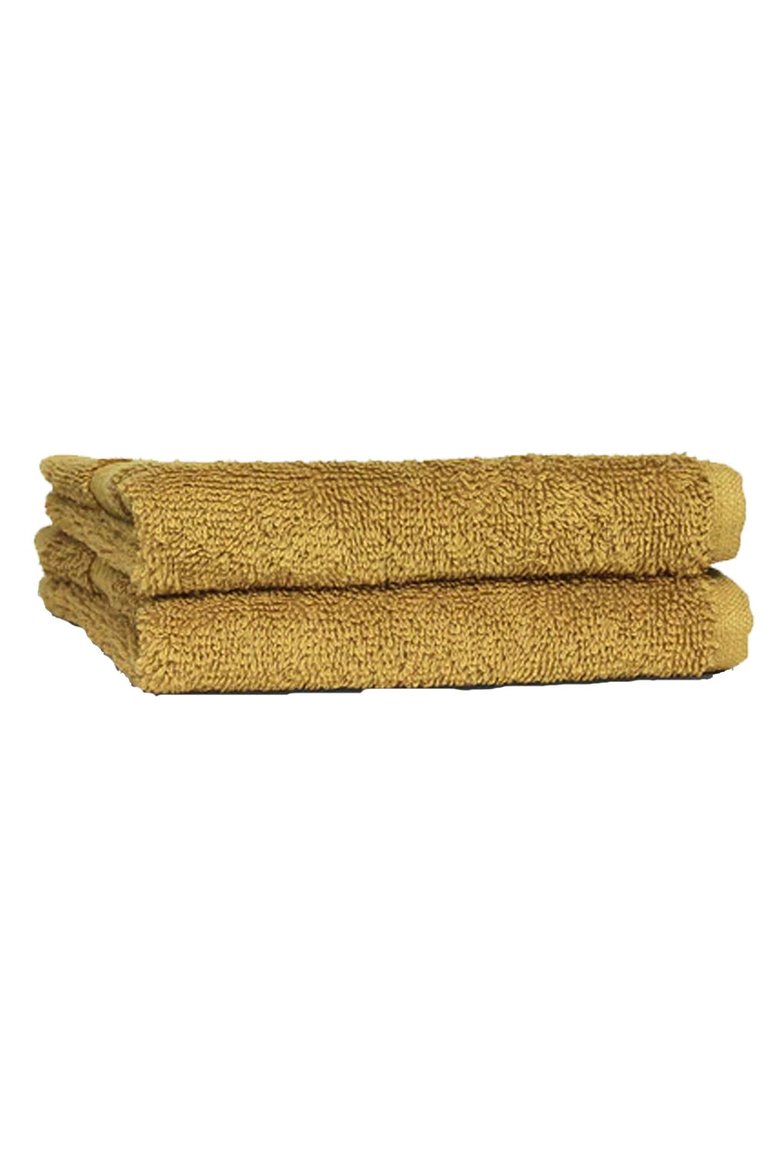 Loft Combed Cotton Face Towel, Pack Of 2 - Ochre Yellow - Ochre Yellow