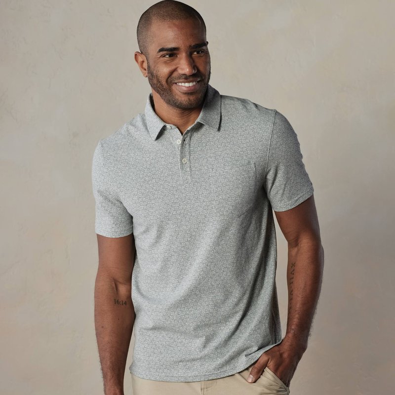 Shop The Normal Brand Active Puremeso Print Polo In Grey