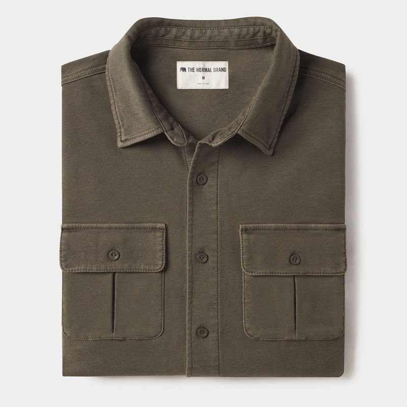 The Normal Brand Comfort Terry Shirt Jacket In Green