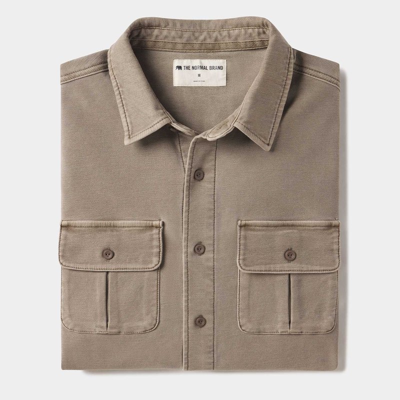 The Normal Brand Comfort Terry Shirt Jacket In Brown