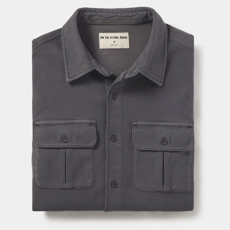 The Normal Brand Comfort Terry Shirt Jacket In Grey
