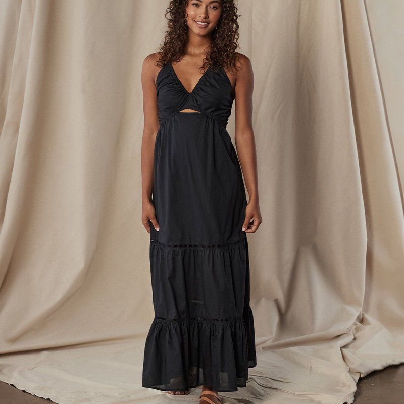 Shop The Normal Brand Evie Tiered Maxi Sundress In Black
