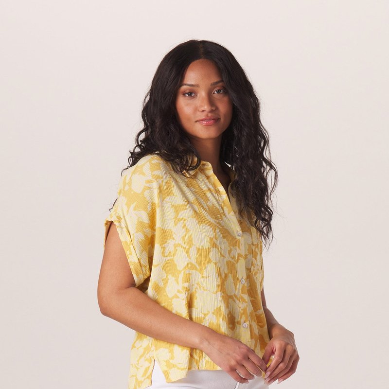 Shop The Normal Brand Ezra Crepe Camp Shirt In Yellow