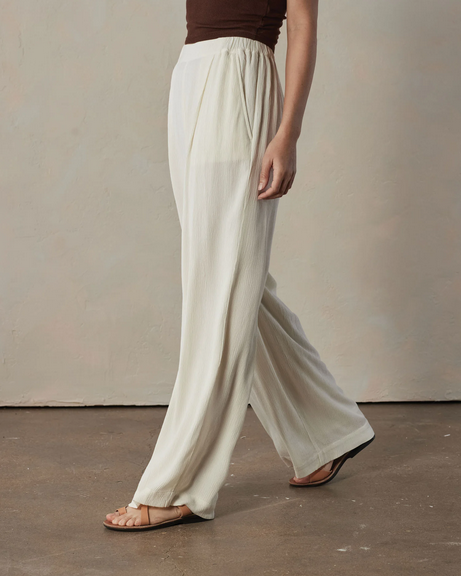 Shop The Normal Brand Ezra Crepe Wide Leg Pant In White