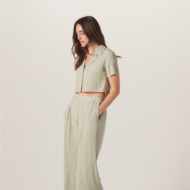 Shop The Normal Brand Ezra Crepe Wide Leg Pant In Green