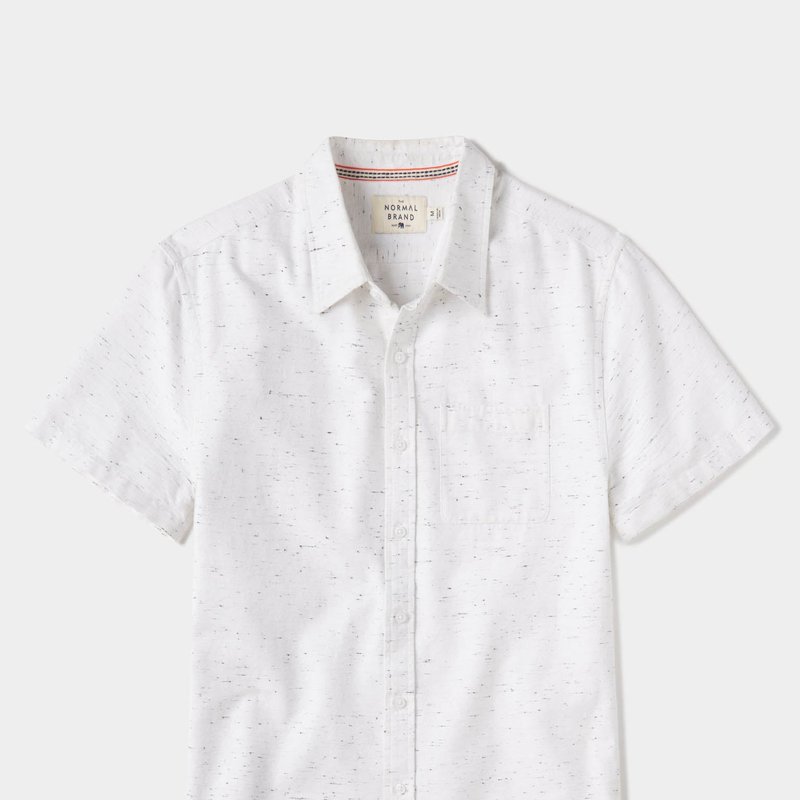 The Normal Brand Freshwater Short Sleeve Button Up Shirt In White