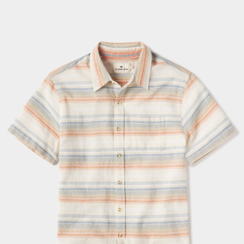 Shop The Normal Brand Freshwater Short Sleeve Button Up Shirt In Brown