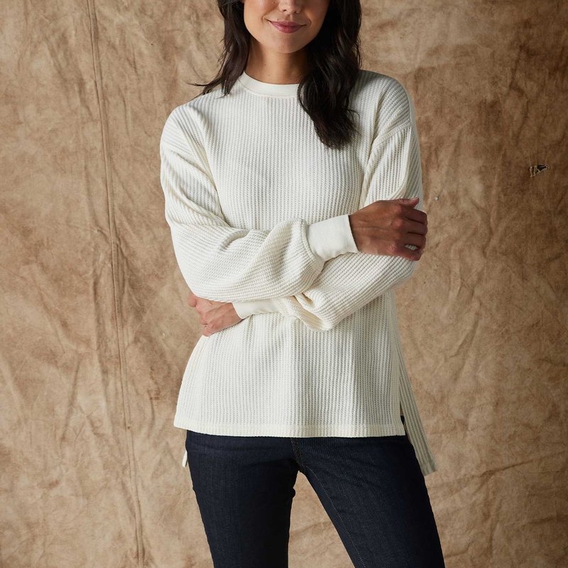 The Normal Brand Honeycomb Waffle Split Side Pullover In White