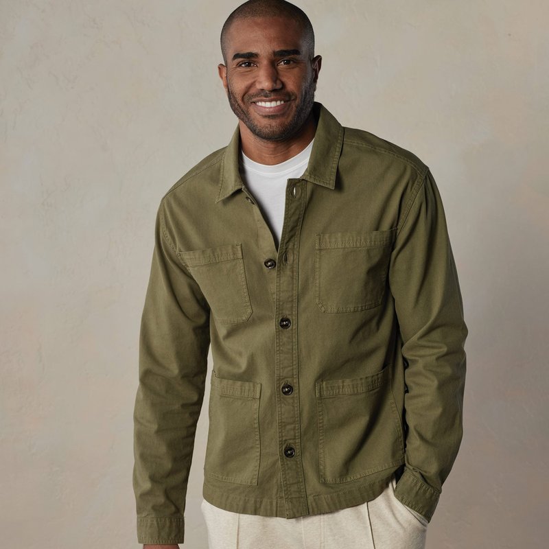 Shop The Normal Brand James Canvas Overshirt In Green