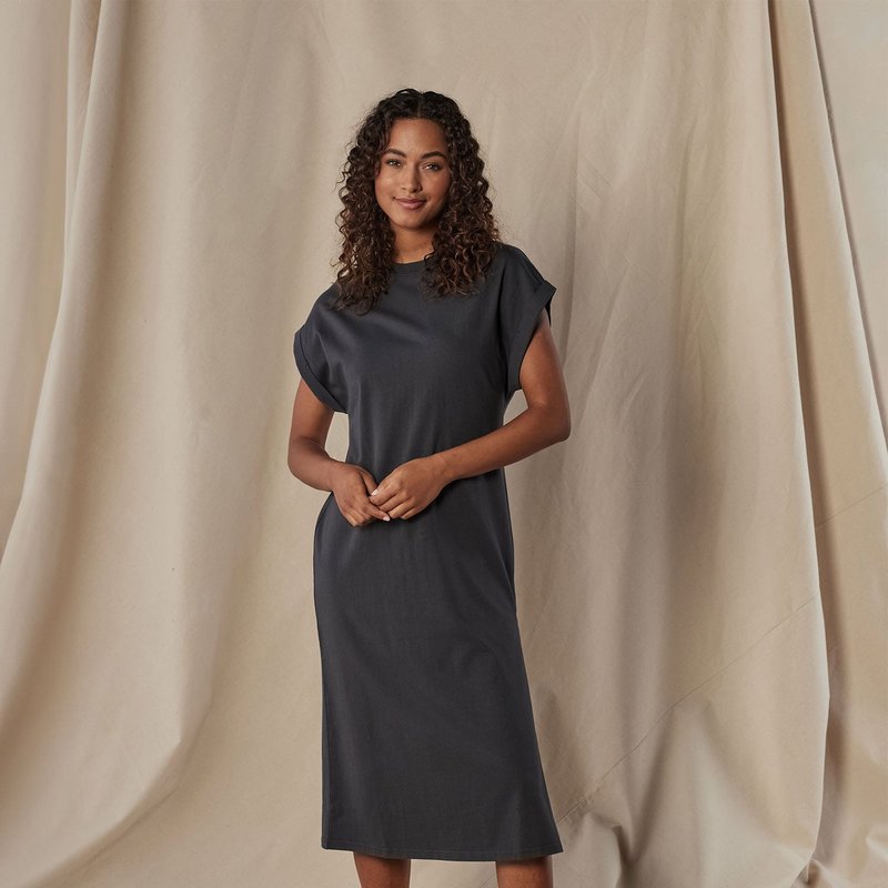 Shop The Normal Brand Lennox Jersey Midi T-shirt Dress In Grey