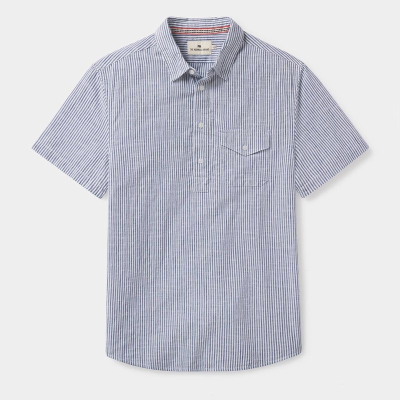 Shop The Normal Brand Lived-in Cotton Popover Shirt In Blue