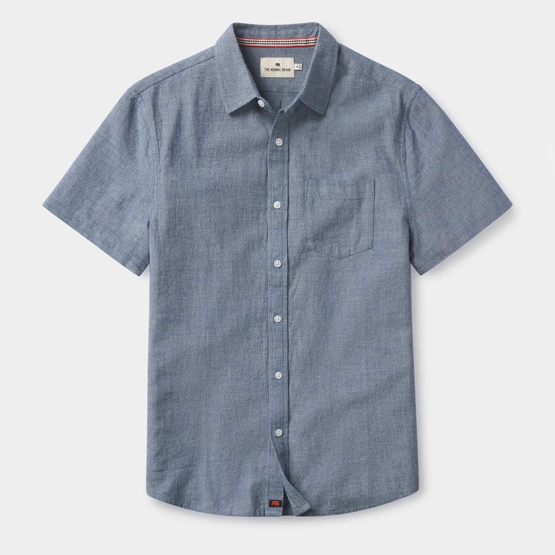 Shop The Normal Brand Lived-in Cotton Short Sleeve Button Up In Blue
