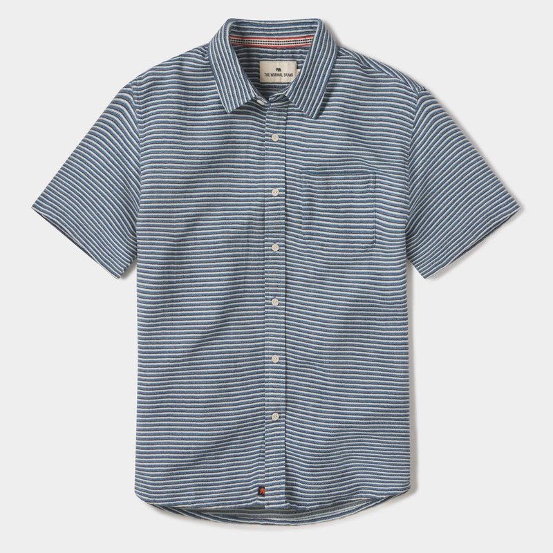 The Normal Brand Pos Freshwater Short Sleeve Button Up Shirt In Blue