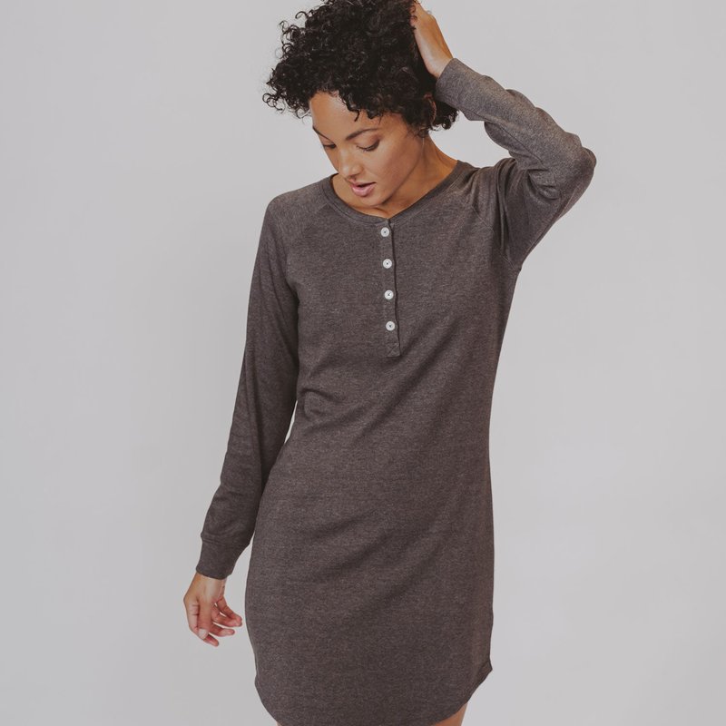 The Normal Brand Puremeso Henley Dress In Grey