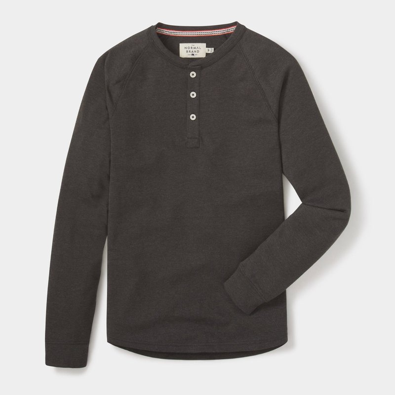 The Normal Brand Puremeso Raglan Henley In Charcoal
