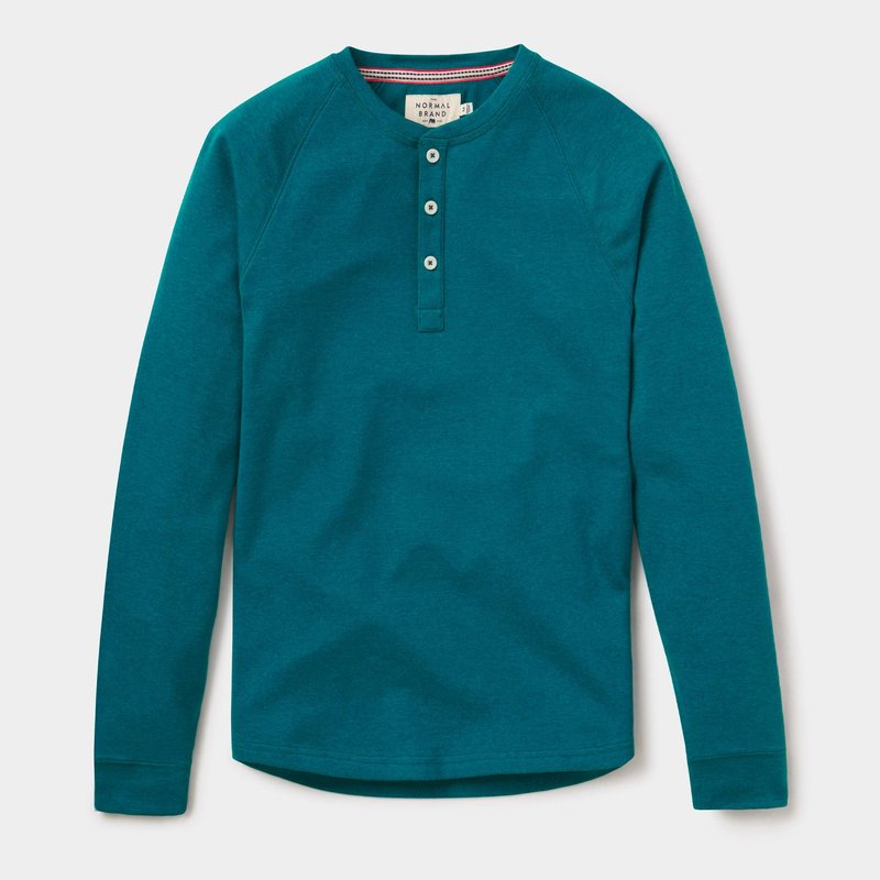 The Normal Brand Puremeso Raglan Henley In Teal