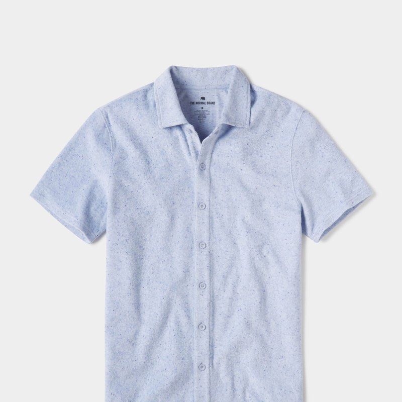 The Normal Brand Towel Terry Button Down In Blue