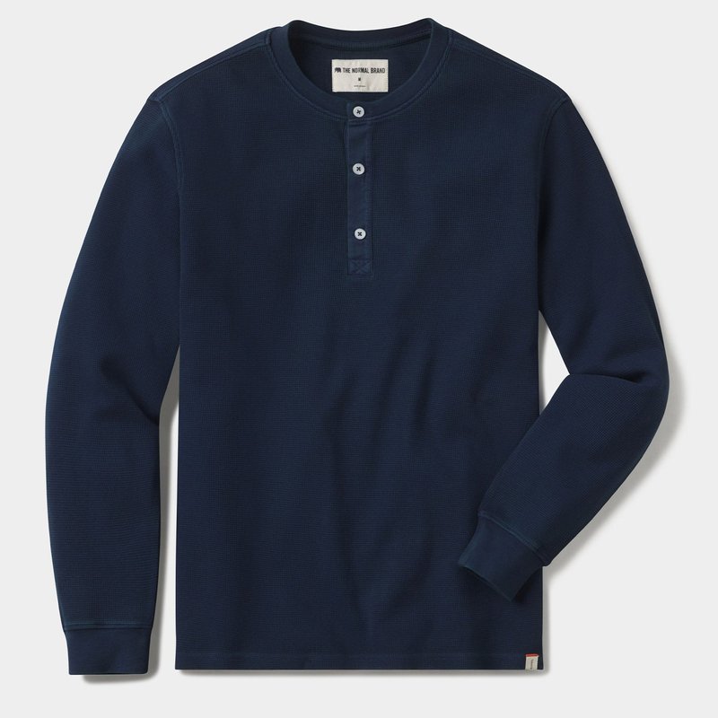 The Normal Brand Vintage Thermal Henley T-shirt In Blue