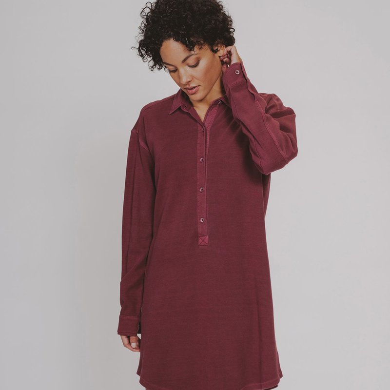 The Normal Brand Vintage Thermal Shirt Dress In Red
