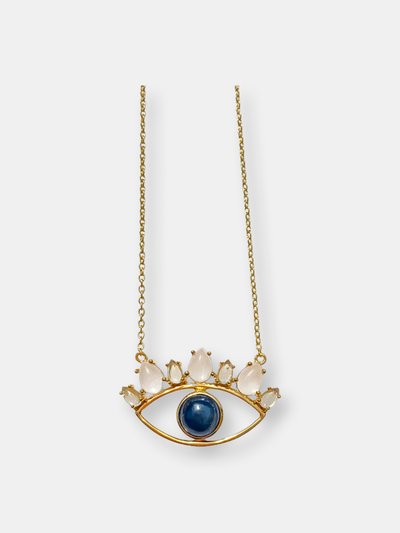 The Retrograde Shop Genuine Honesty - Blue Sapphire  14K Gold Evil Eye Necklace product