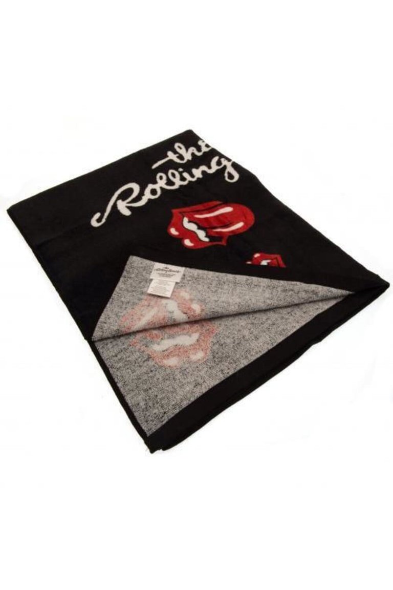 The Rolling Stones Logo Cotton Beach Towel (Black/Red) (One Size)