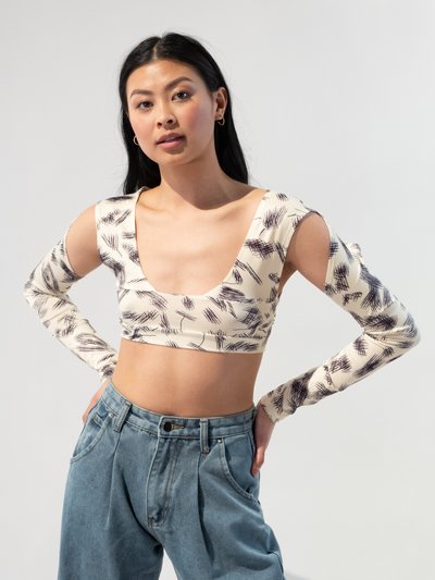 The Trend Long Sleeves Criss Cross Patterned Crop Top product