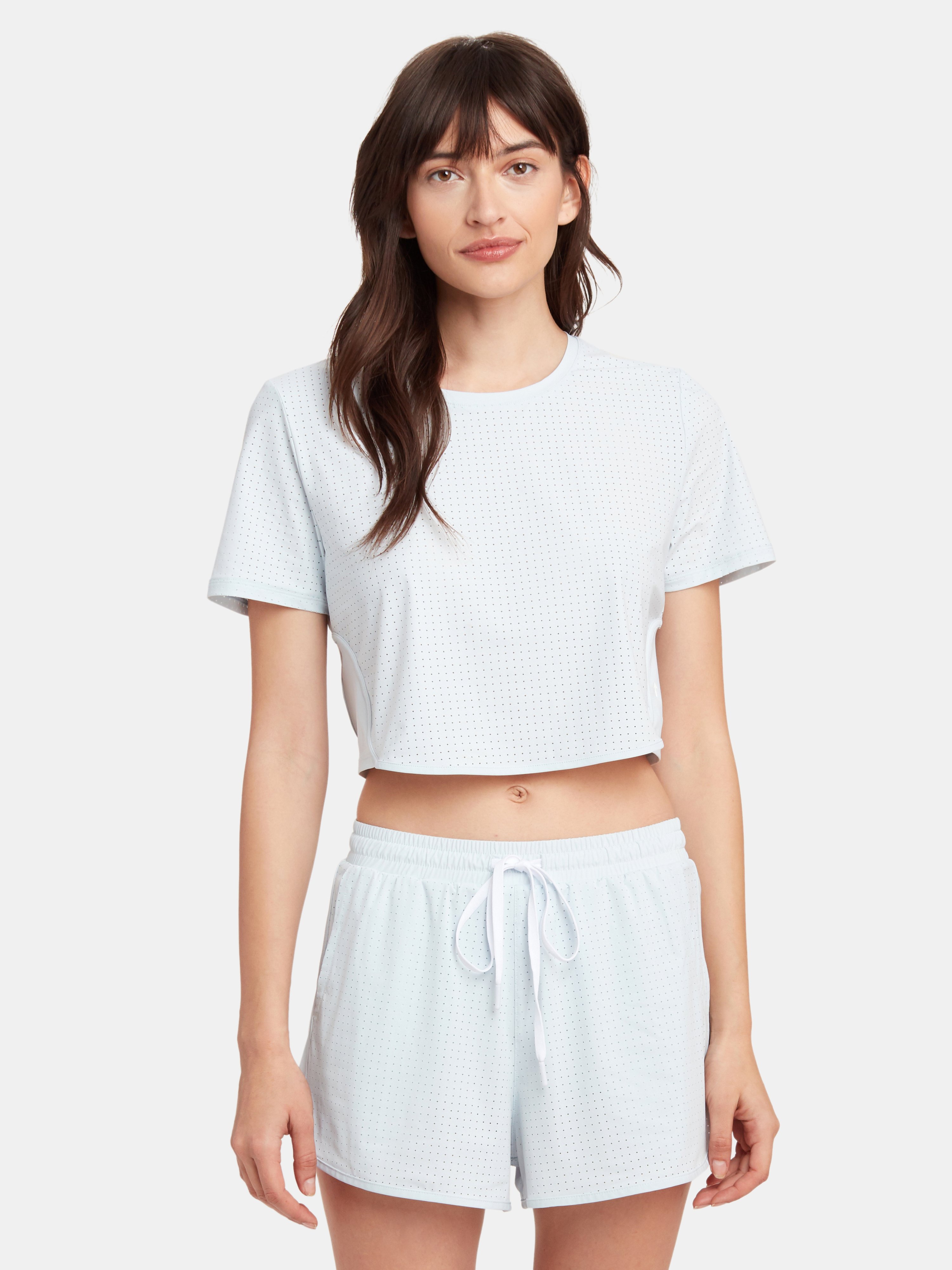 The Upside Track Cropped Tee In Ice Blue