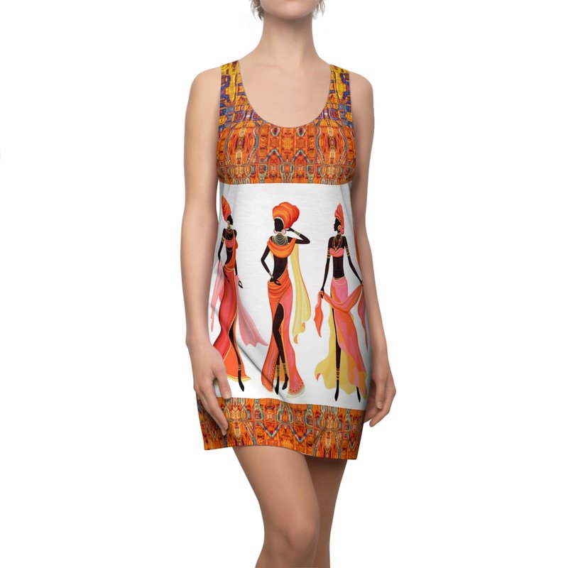 Theomese Fashion House Royal African Women-racerback Dress In Gold