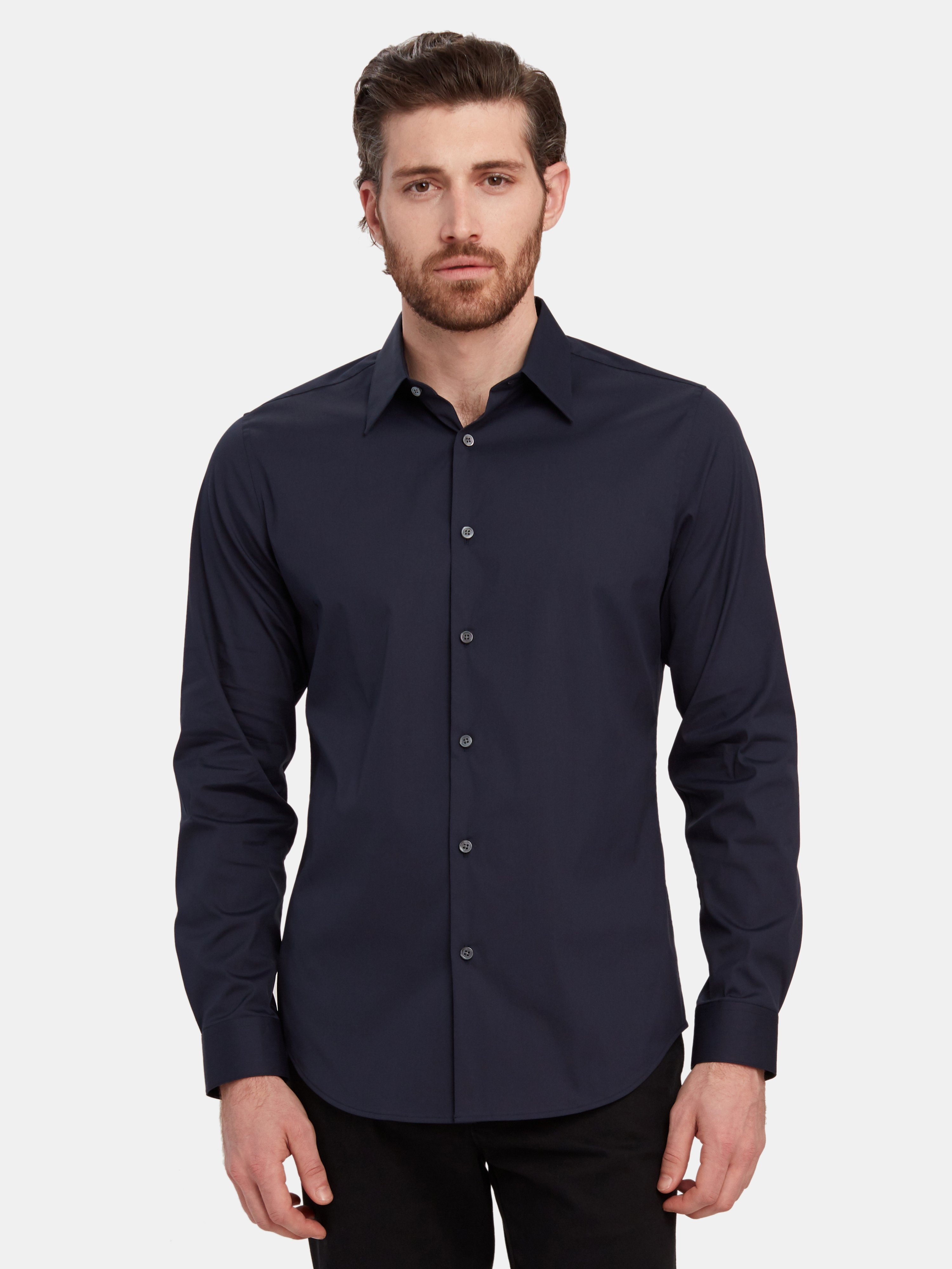 Theory Essential Stretch Cotton Shirt In Eclipse