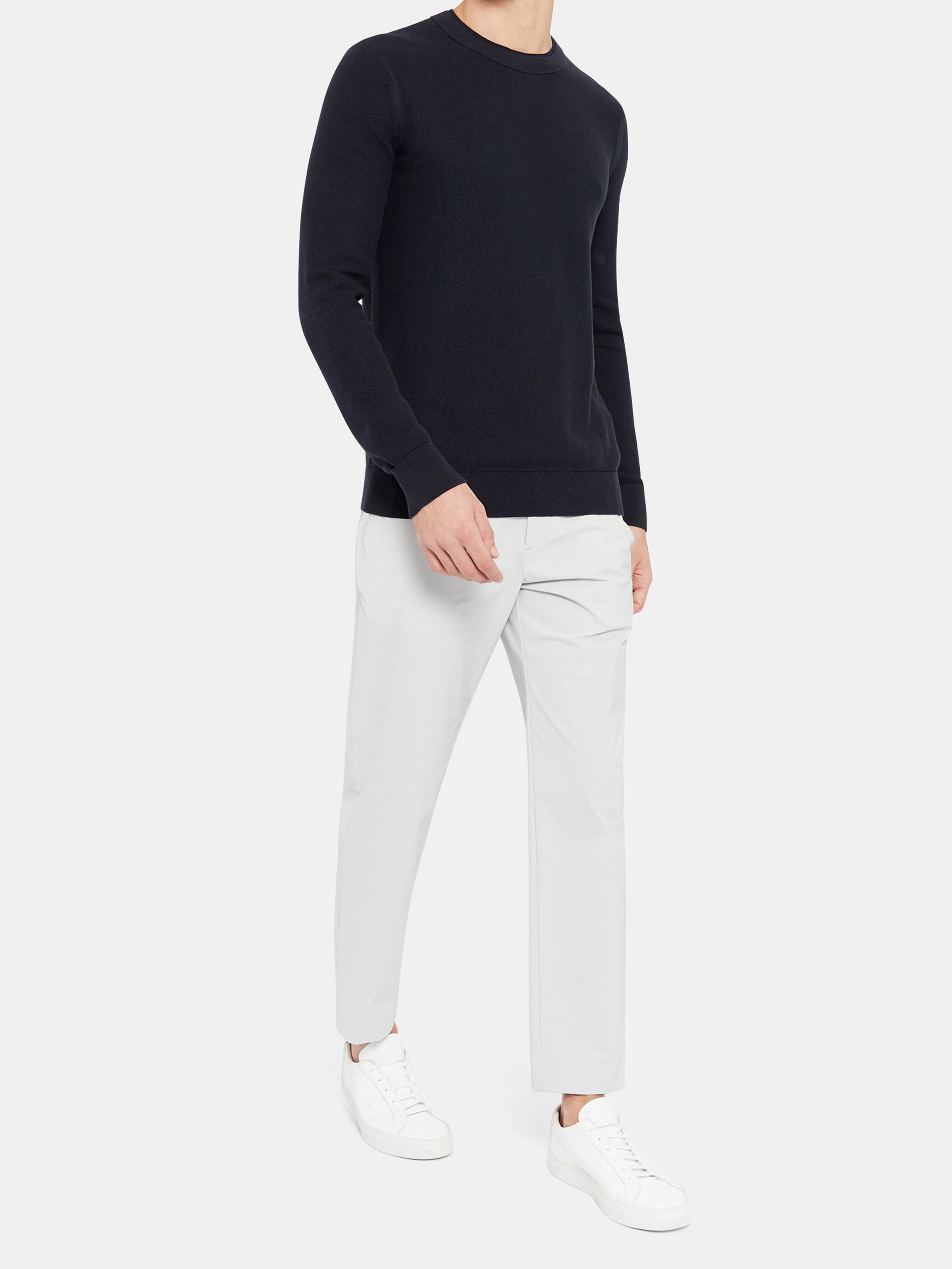 Theory Riland Pique Eco Long Sleeve Honeycomb Top In Baltic