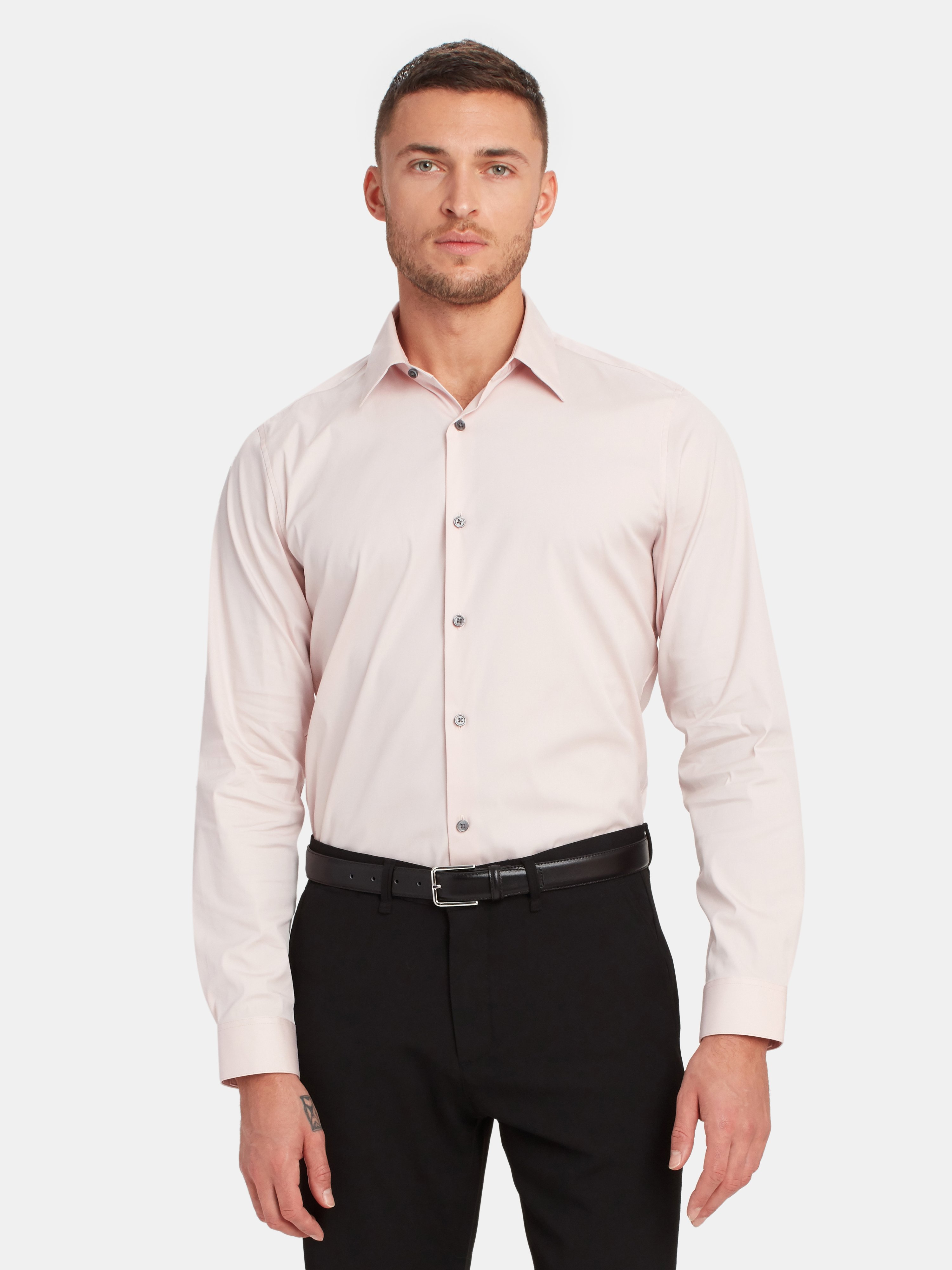 Theory Sylvain Wealth Long Sleeve Shirt In Pink Mist