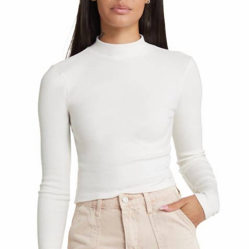 Shop Theory Thin Ribbed Knit Turtle Mock Neck Long Sleeve Top In White