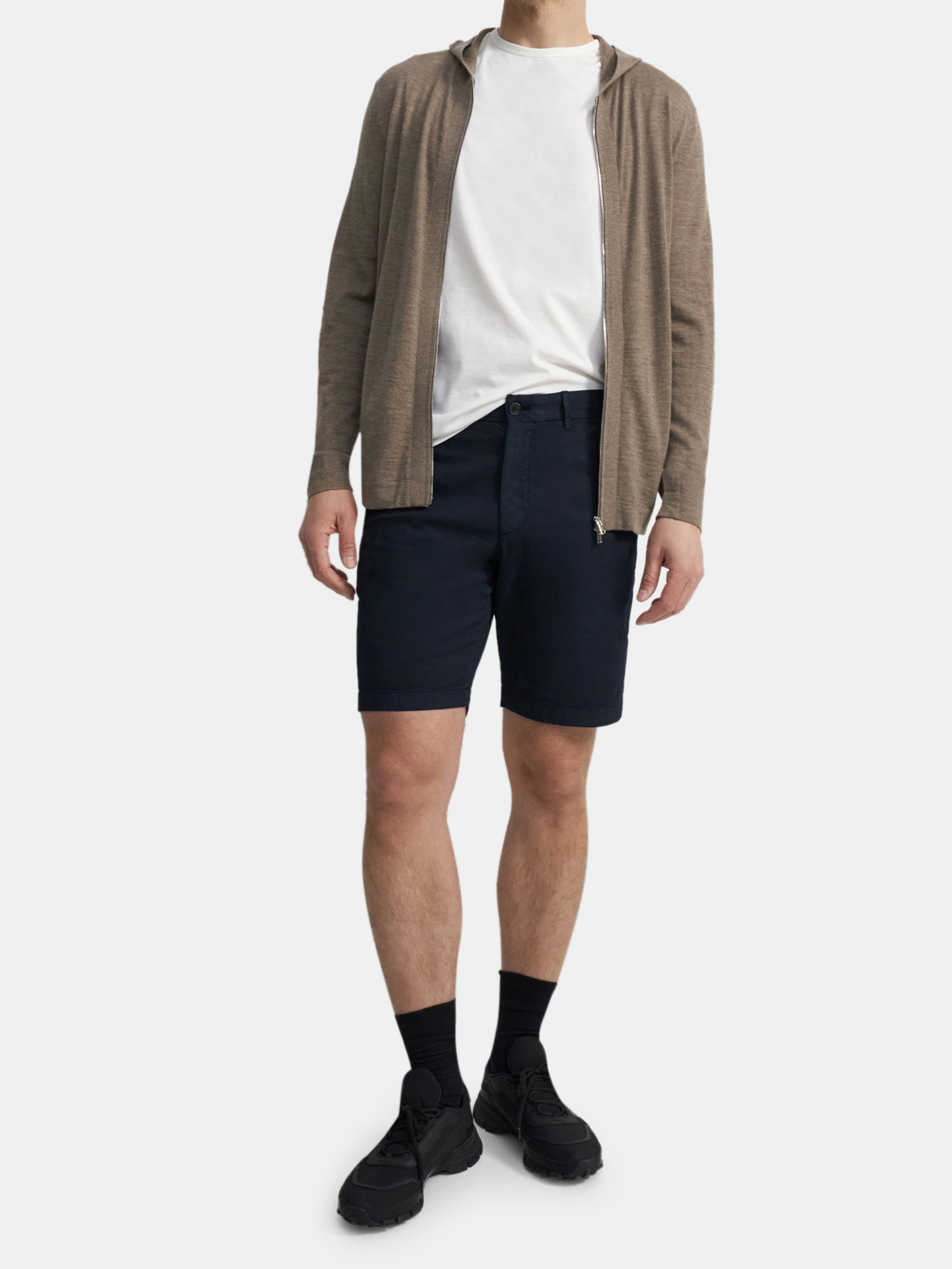 Theory Zaine S Patton Mid Rise Slim Straight Fit Shorts In Baltic