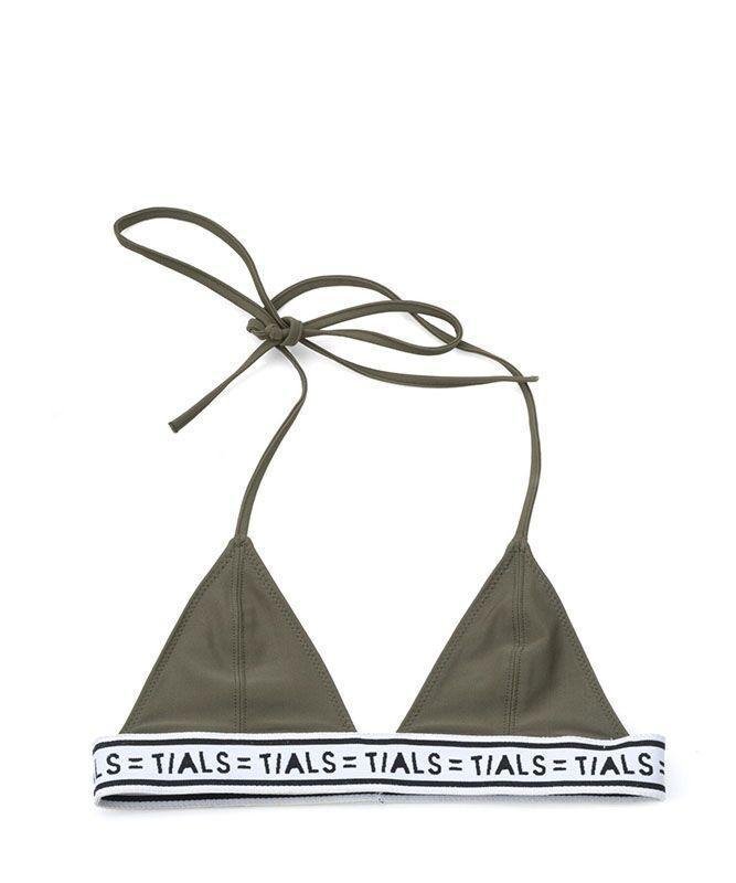 This Is A Love Song Reversible Triangle Logo Bikini In Green